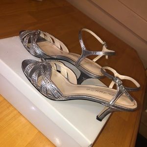 Silver heel sandals